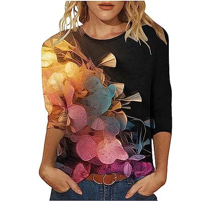 Sale Clearance Womens 3/4 Sleeve Floral Tunic Tops Funny Face