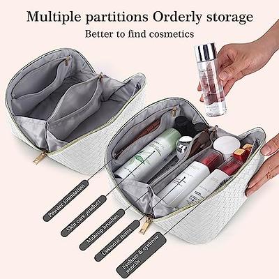 OTTOLTIL 2023 New Travel Makeup Bag, Large Capacity Cosmetic Bag, Portable  PU Leather Waterproof Travel Makeup Bag for Women, with Handle and Divider  Flat Lay Makeup Organizer Bags(White) - Yahoo Shopping