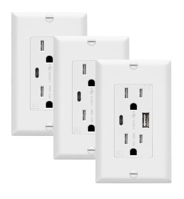 Utilitech 15-Amp 125-Volt Tamper Resistant Residential Decorator Outlet,  White (3-Pack)