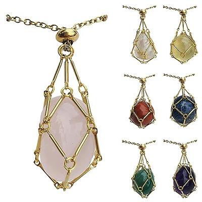 Crystal Stone Holder Necklace /Gold