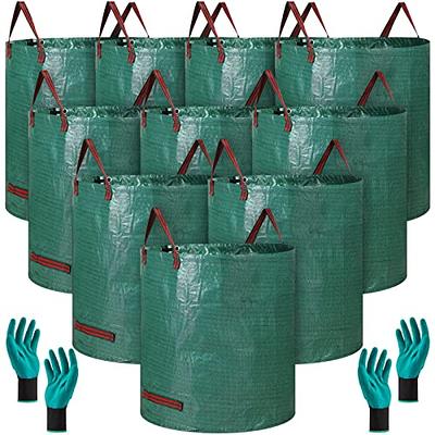 Professional 3-Pack 80 Gallons Lawn Garden Bag Leaf Waste Bags (D26, H33  inches) with Coated Gardening Gloves,Reuseable Heavy Duty Patio Bags,Grass