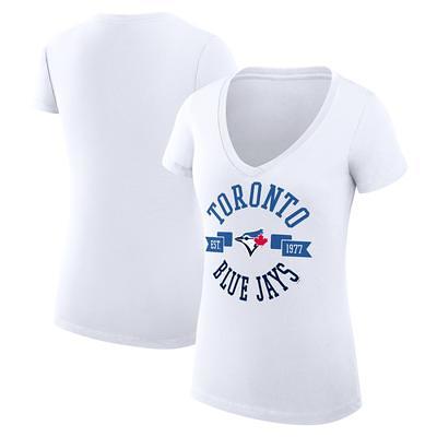 Women's G-III 4Her by Carl Banks Royal Toronto Blue Jays Lead Off Raglan 3/4-Sleeve Tri-Blend - V-Neck T-Shirt Size: Small