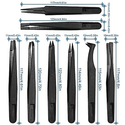 MMOBIEL 16Pcs Anti-static Multifunctional Plastic Precision Tweezers Set,  Slant Flat Tip Tweezer Pointy/Curved Tips Tweezers for Electronics, Jewelry- Making, Laboratory Work, Repair Black - Yahoo Shopping