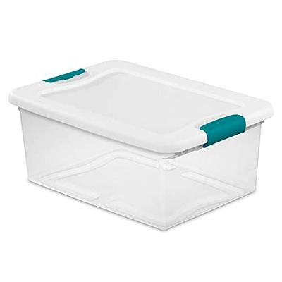  Sterilite 18 Gallon Storage Tote, Stackable Plastic Storage  Containers with Lids to Organize Clothes in Closet, Basement, Blue (16  Pack) : Home & Kitchen