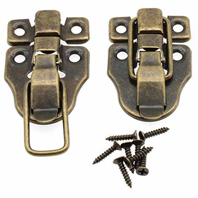 Dophee Toggle Catch Lock 0.98x0.79 Gold Retro Style Iron Hasp Wood Chest Lock Latch Clasp with Screws for Jewellery Box Suitcase Chest Decoration