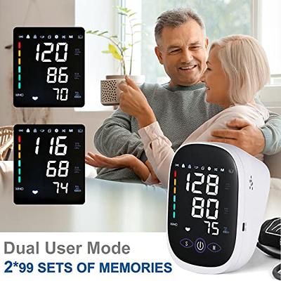 Ziqing Blood Pressure Monitor Upper Arm Blood Pressure Machine with Adjustable BP Cuff LCD Pulse Rate Monitor for Home Use, with 2x99 Sets Memory