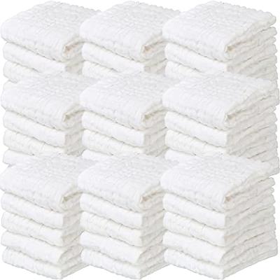 Yoofoss Muslin Baby Washcloths 100% Cotton Face Towels 10 Pack Wash Cloths for Baby 12x12in Soft and Absorbent Baby Wipes (White)