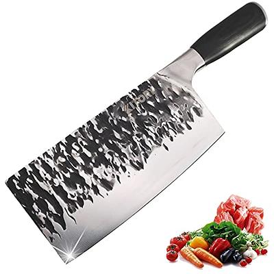 Stainless Steel Meat Cleaver Knife with Wooden Handle, Heavy Duty Bone  Chopper for Butcher, Slicing Vegetables (8 In)