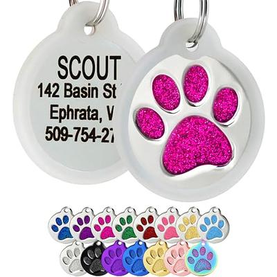 Quick-Tag Large Chrome Bone Personalized Engraved Pet ID Tag