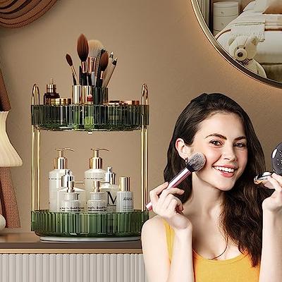 Makeup Organizer for Vanity, 360° Rotating Countertop Makeup Organizer with  Brush Holder, Large Capacity for Cosmetics, Skincare, Perfumes -Cream