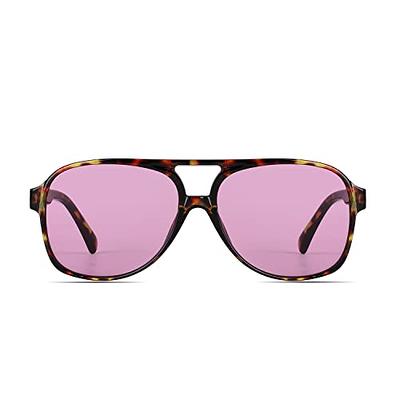 Blue 90's Square Sunglasses Metal Frame With Pink 