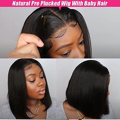 Silk Straight Bob Lace Wig Pre Plucked Human Hair 4X4 Lace Closure