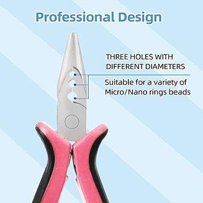 Stainless Steel Hair Extension Pliers 2 Holes For Micro Ring Beads