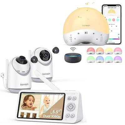  Momcozy Baby Monitor with 2 Cameras 5' 1080P Split Screen Video  Baby Monitor with Camera and Audio no WiFi for Baby Safety 5000mAh Battery  Infrared Night Vision 2-Way Audio 960ft Range