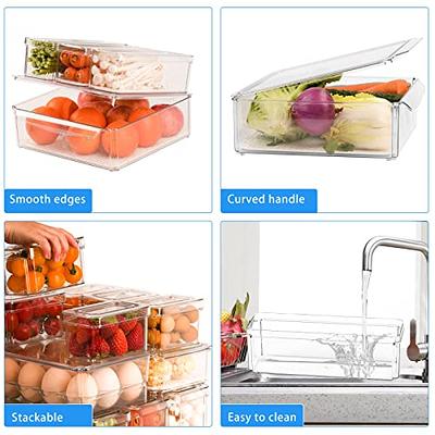 Mogtuo 12-pack Clear Refrigerator Organizer Bins with Lids, Stackable Fridge  Organizers And Storage Clear Plastic Fruit Storage Containers for Fridge  with 4 Drain Trays - Yahoo Shopping