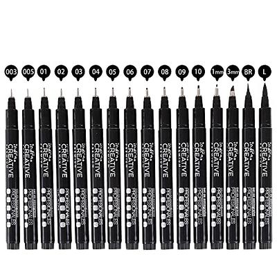 INDRA Micro Fineliner Drawing Art Pens, 16 Pack Black Micro Fine