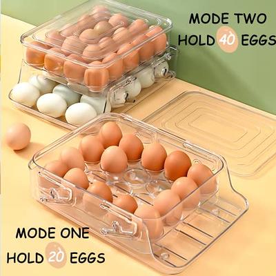 Egg Container for Refrigerator BPA Free Refrigerator Organizer  Bins,Stackable Egg Holder for Refrigerator,18 Egg Tray,Clear