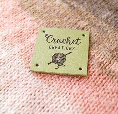 Labels for Handmade Items, Knitting Labels, Labels for Crochet Products,  Sew on Labels, Custom Clothing Labels, Leathet Tags Set of 25 Pc 