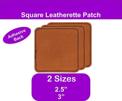 Rectangle Laserable Leatherette Patch with Adhesive, Blank Hat Patches,  Glowforge Laser Supplies, Faux Leather, 25 Pack, Light Brown