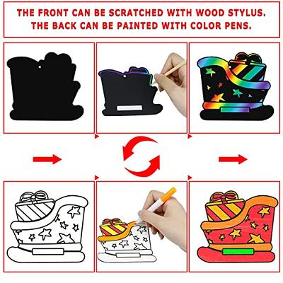 Max Fun 60pcs Scratch Art Set Rainbow Magic Scratch Off Art Paper for Kids  Sketch Pad DIY Craft