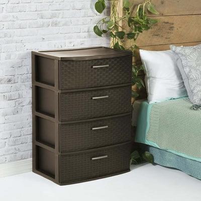 Flash Furniture 3 Drawer Wood Top White Cast Iron Frame Vertical Storage Dresser with Light Gray Easy Pull Fabric Drawers