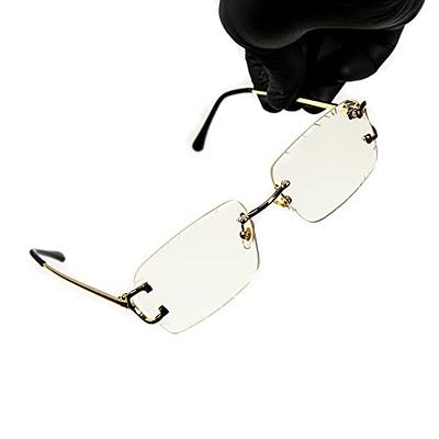 Street Knitted Luxury Rimless Gold Wire Frame Rectangular Unisex Trendy Old  School Retro 90's Frameless Gem Cut Clear Lens Hip Hop Diamond Cut Eye  Glasses For Men Women - Yahoo Shopping