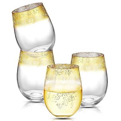 Mikasa Julie Gold Set of 4 Stemless Wine Glasses 