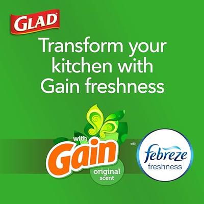 Glad Drawstring Gain with Febreze Trash Bags - Medium, White, 26 ct