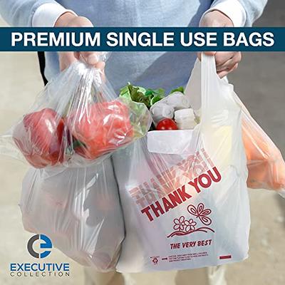 Frosted Plastic Shopping Bags with Handles, 16x6x12 / White / 100 pcs.