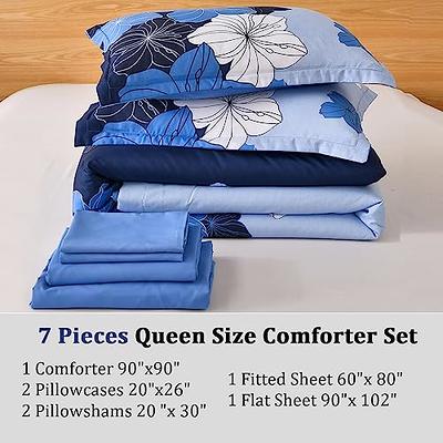 Bedsure Queen Size Bedding Set - 7 Pieces Hotel Style Queen Bed in a Bag  Comforter Set with Sheets, Soft Textured Queen Bedding Comforter Set