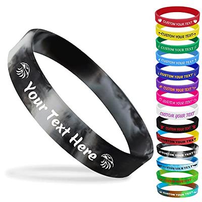 Amazon.com : Personalized Silicone Wristbands Bulk with Text Message Custom  Rubber Bracelets Customized Rubber Band Bracelets for Events,  Motivation,Fundraisers, Awareness,Noctilucous : Office Products