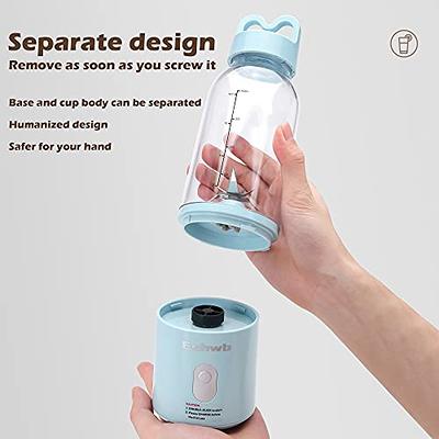 Personal Blender Bottle, Mini Juicer Bottle, 380ml Smoothies Mixer Bottle,  6 Sharp Blades for Milk Shakes, USB Rechargeable Mixer Bottle, Light Blue