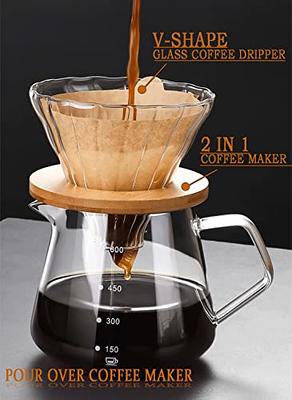 COFISUKI Pour Over Coffee Maker - 600ML Coffee Server with Glass Coffee  Dripper, Stylish and Elegant 2 IN 1 Dripper Coffee Maker Kit Coffee Maker  for