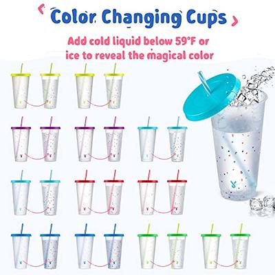 Meoky Confetti Color Changing Cups with Lids and Straws for Iced Coffee,  Party, Pool - 12 Pack 24oz Reusable Plastic Tumblers for Kids and Adults -  Yahoo Shopping