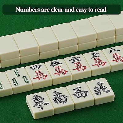 Mahjong Set MahJongg Tile Set Chinese Mahjong Set, 144 Numbered Melamine  Tiles Large Tile with Carrying Travel Bag Chinese Mahjong Game Set (Color 