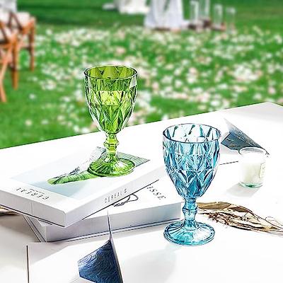 Plastic Stemmed Colored Wine Glasses/Goblets (Set of 8)