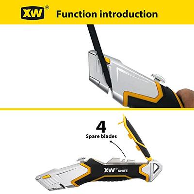 XW Folding Carpet Knife, Razor Blade Heavy Duty Utility Knife, Extra 5  Blades Included