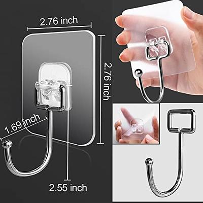 Adhesive Hooks for Hanging Heavy Duty Wall Hooks 22 lbs Self Adhesive Towel  Hook Waterproof Transparent Hooks for Keys Bathroom Shower Outdoor Kitchen  Door Home Improvement Sticky Hooks 12 Pack 