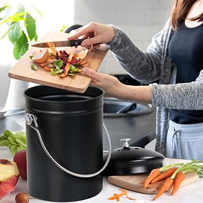 Utopia Kitchen Compost Bin for Kitchen Countertop - 1.3 Gallon Compost  Bucket for Kitchen with Lid - Includes 1 Spare Charcoal Filter (Black) -  Yahoo Shopping