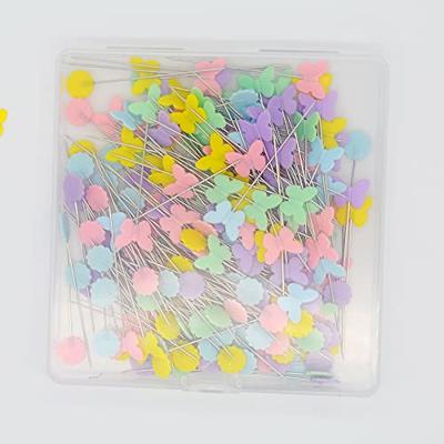 200pcs Sewing Pins Flat Head Straight Pins with Butterfly Flower