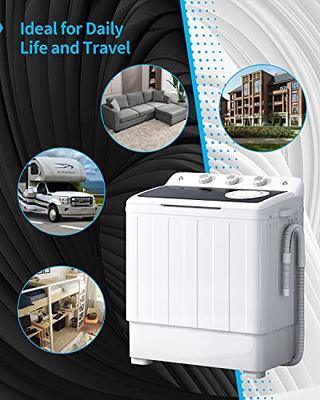 JupiterForce Portable Washing Machines with Drain Pipe, Mini Compact  Laundry Machine for Bathroom, Dorms, Apartments, Blue