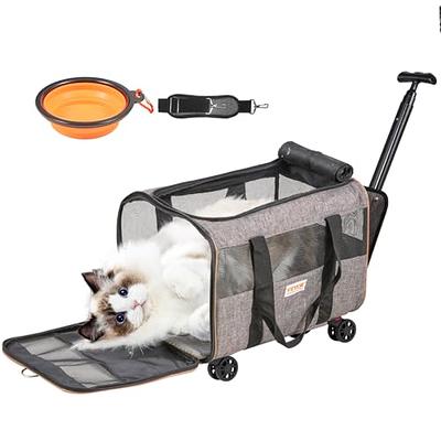 VEVOR Cat Dog Carrier with Wheels Airline Approved, Rolling Pet Carrier on Wheels Hold Up to 22 Lbd.