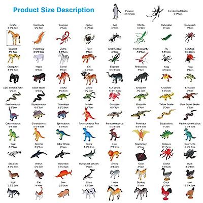 Safari Plastic Animals Figures Toys-53 Piece Mini Realistic Wild Vinyl Zoo  Jungle Animal Toy Set, Learning Party Favors Toys for Boys Girls Kids