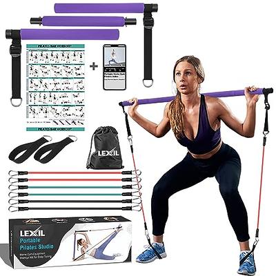 Pilates Bar Kit for Women - Pilates Bar, Resistance Bands (30lb & 50lb),  Carry Bag with Video Guide - Pilates Equipment for Home Workouts, Home