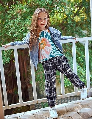  Arshiner Girls Bell Bottoms Checkered Print High Waist