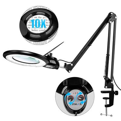 KUVRS 10X Magnifying Glass with Light and Stand, 9.06 Inch Heavy Base  Magnifying Lamp, 3 Color Stepless Dimming, Real Glass Lens Swing Arm  Desktop Lighted Magnifier for Craft Soldering Jewellery - Yahoo Shopping