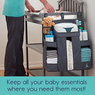 Wooden Diaper Caddy Organizer - 360 Degrees Rotating Nursery