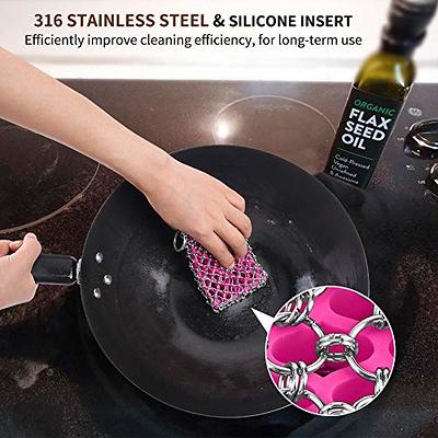 Cast Iron Cleaner Stainless Steel Wire Chain Mesh Brush with Hanging Ring  Cleaning Ball Scrubber Kitchen Accessories Tools N