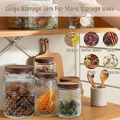 Glass Jar with Lid,Glass Storage Containers,Clear Glass Jars with Airtight Lids for Coffee,Rice,Sugar,Decorative Cookie Jars for Kitchen Counter