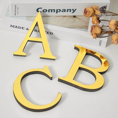 3D Acrylic Mirror Letters Wall Stickers, Gold Letters Self-Adhesive Home  Wall Decor, Alphabet Sign Art Sticker Wall Decals for Living Room Bedroom